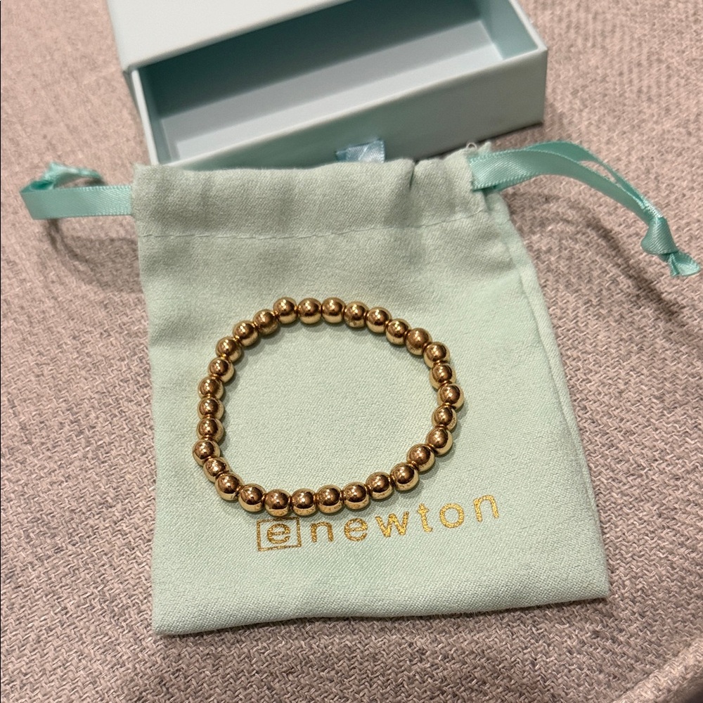 Newton Polished Gold Beaded Stretch Bracelet